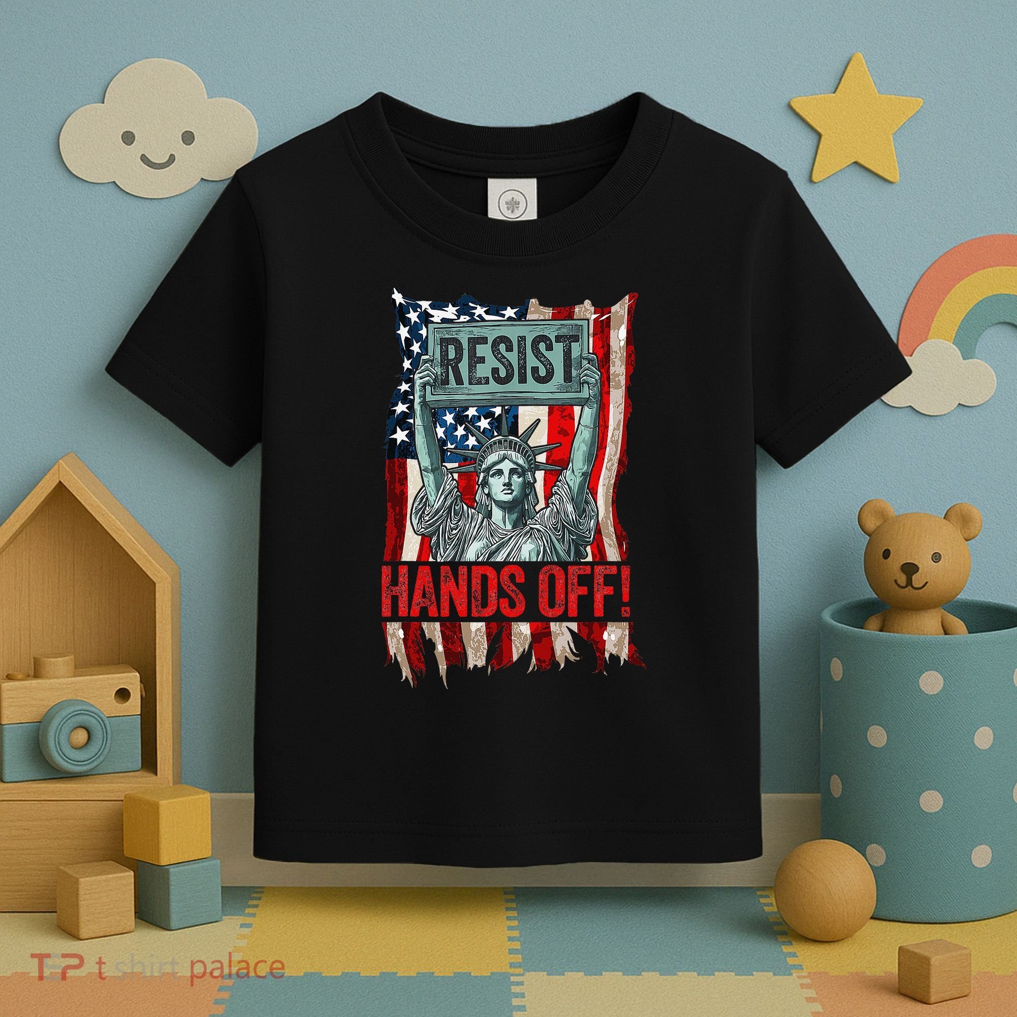 Resist Resistance Statue Of Liberty Hands Off Protest Retro Toddler T-Shirt