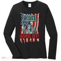 Resist Resistance Statue Of Liberty Hands Off Protest Retro Women's Long Sleeve Shirt thumb 0