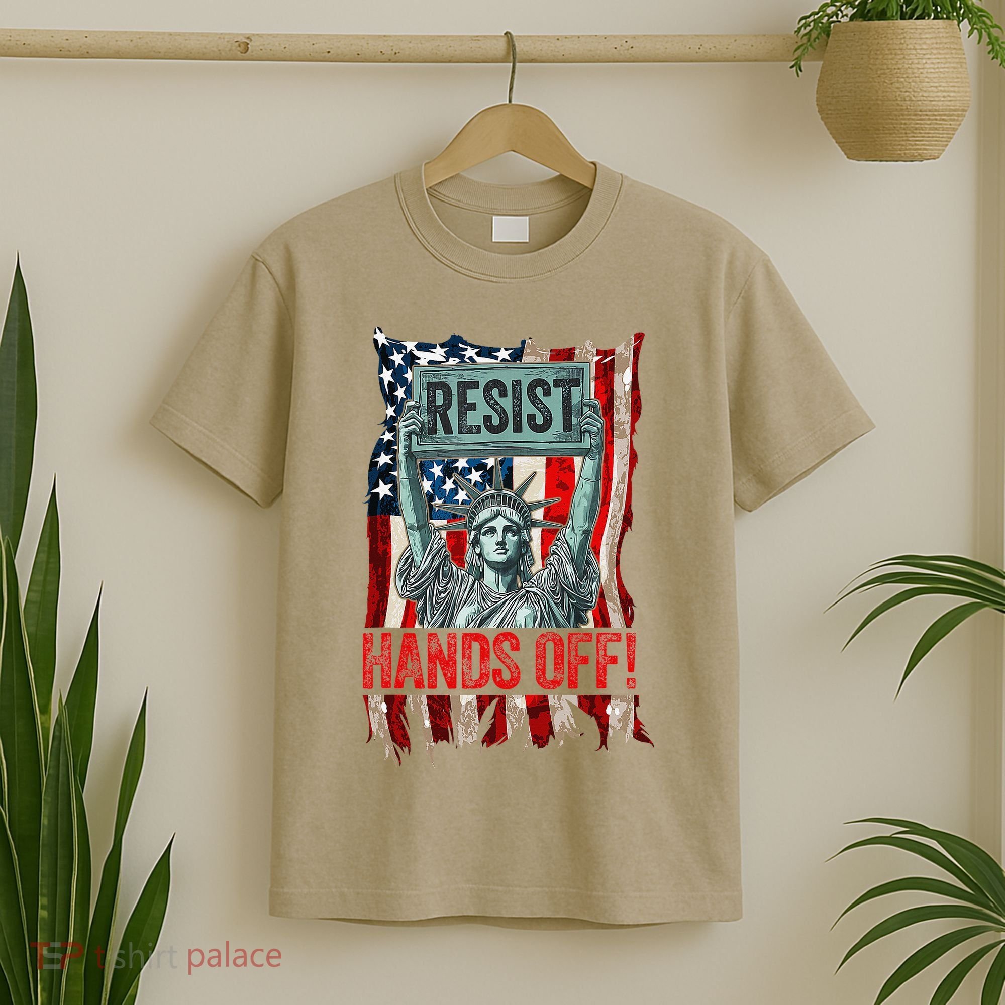 Resist Resistance Statue Of Liberty Hands Off Protest Retro T-Shirt