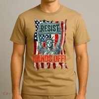 Resist Resistance Statue Of Liberty Hands Off Protest Retro T-Shirt thumb 3