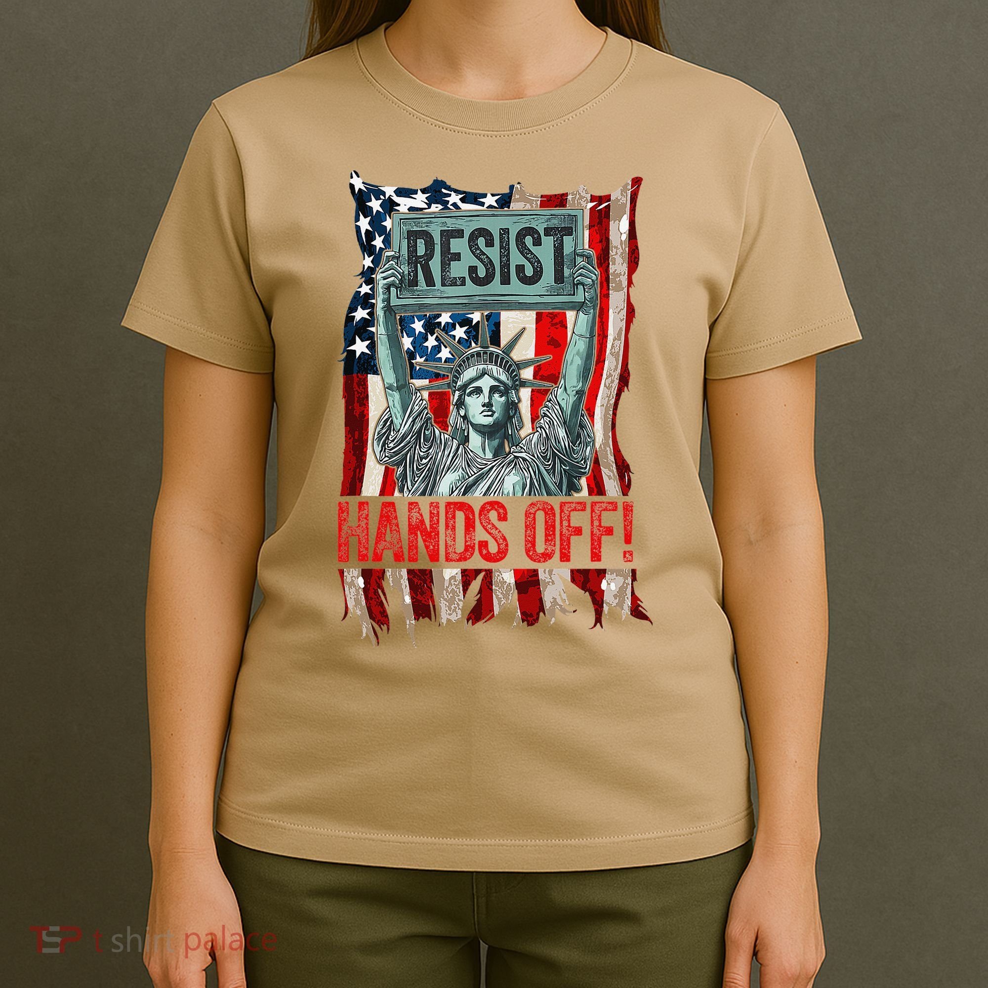 Resist Resistance Statue Of Liberty Hands Off Protest Retro T-Shirt