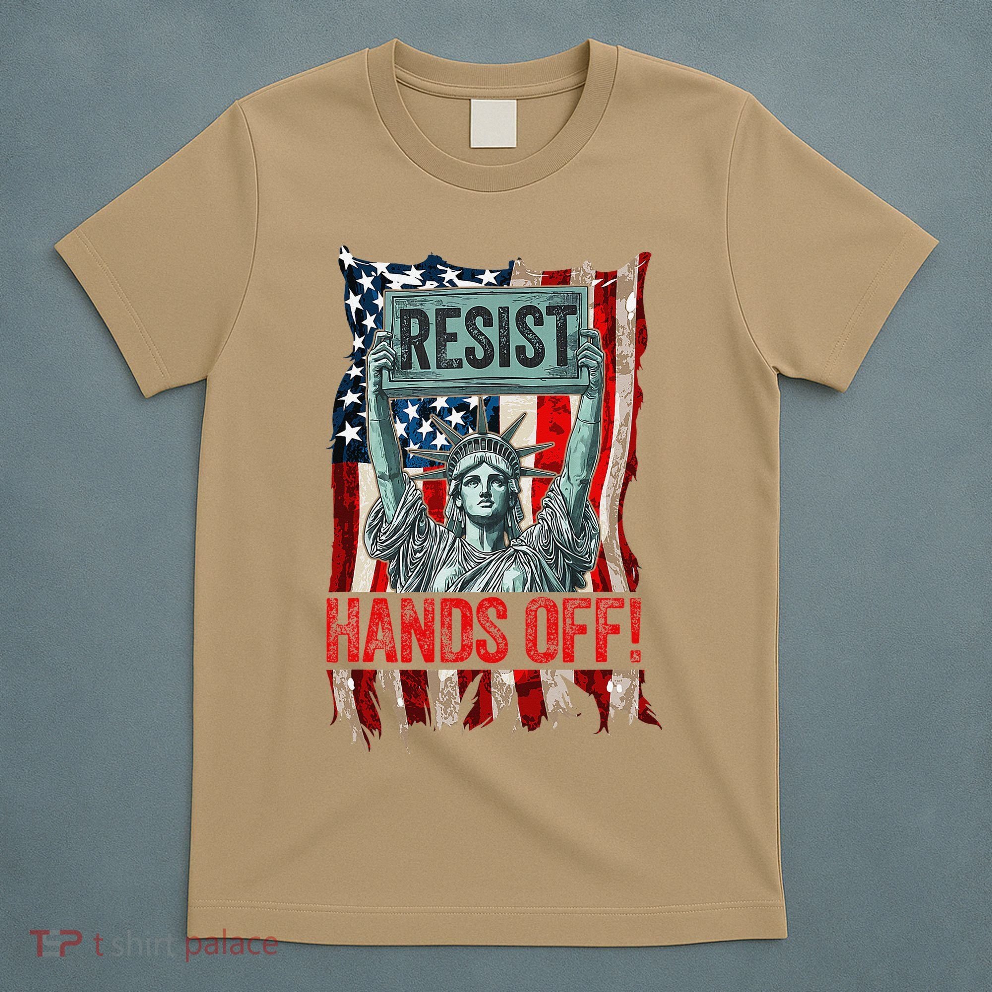 Resist Resistance Statue Of Liberty Hands Off Protest Retro T-Shirt
