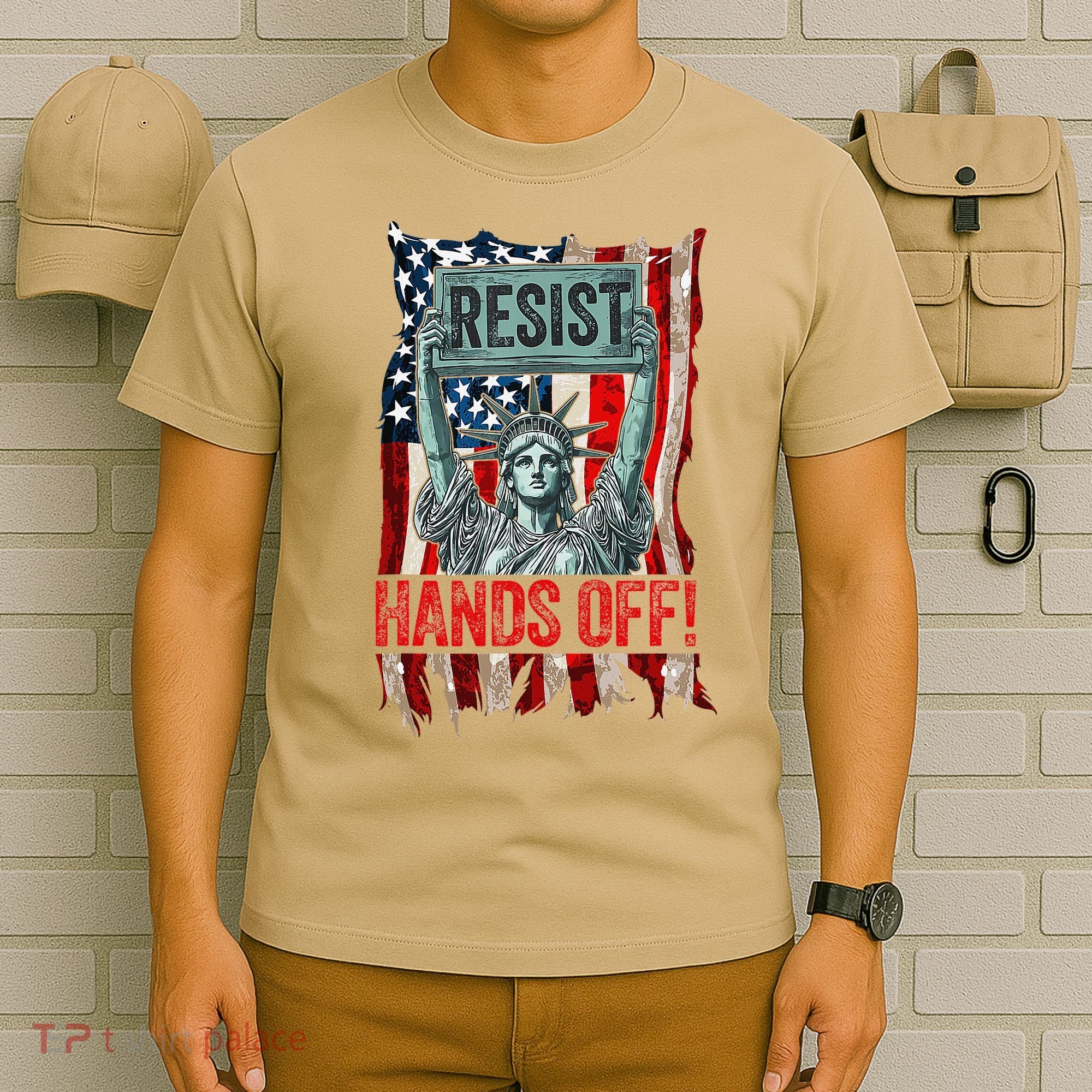 Resist Resistance Statue Of Liberty Hands Off Protest Retro T-Shirt