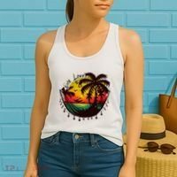 Rasta Reggae Sunset One Love Rastafari Jamaican Women's Tank Top thumb 2