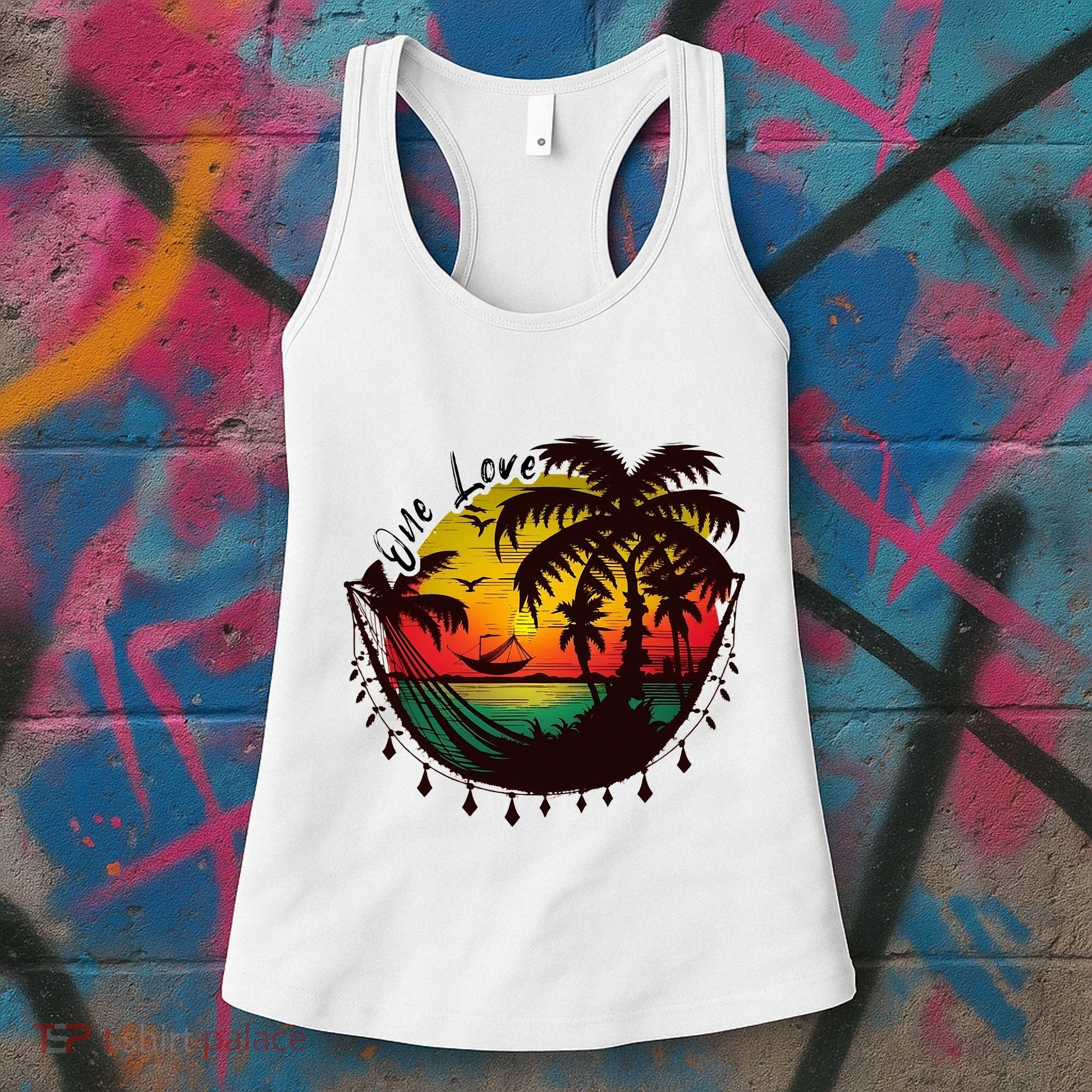 Rasta Reggae Sunset One Love Rastafari Jamaican Women's Tank Top