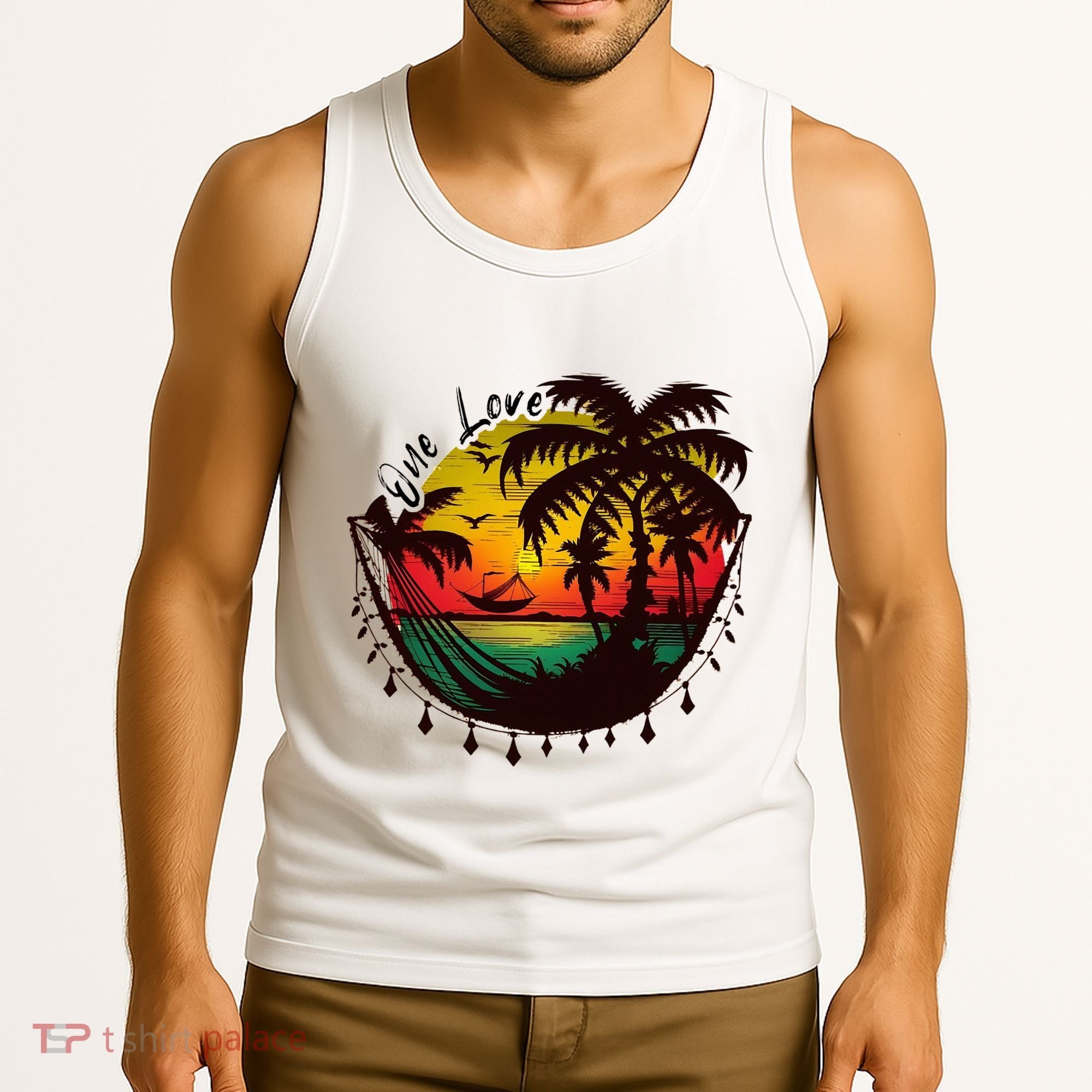 Rasta Reggae Sunset One Love Rastafari Jamaican Tank Top