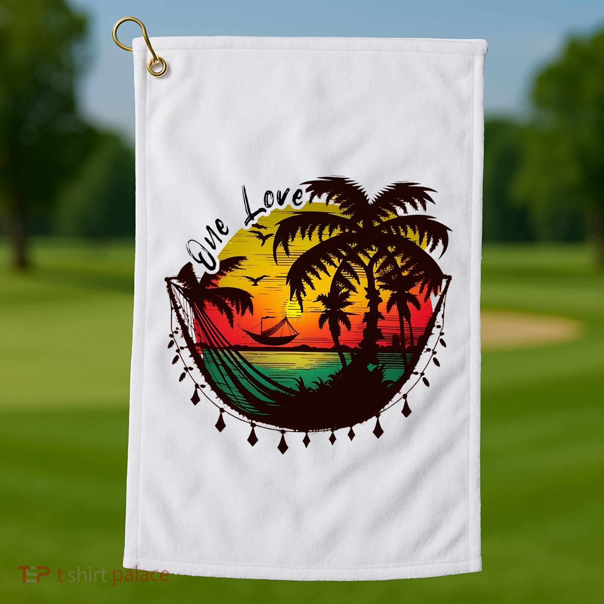 Rasta Reggae Sunset One Love Rastafari Jamaican Golf Towel