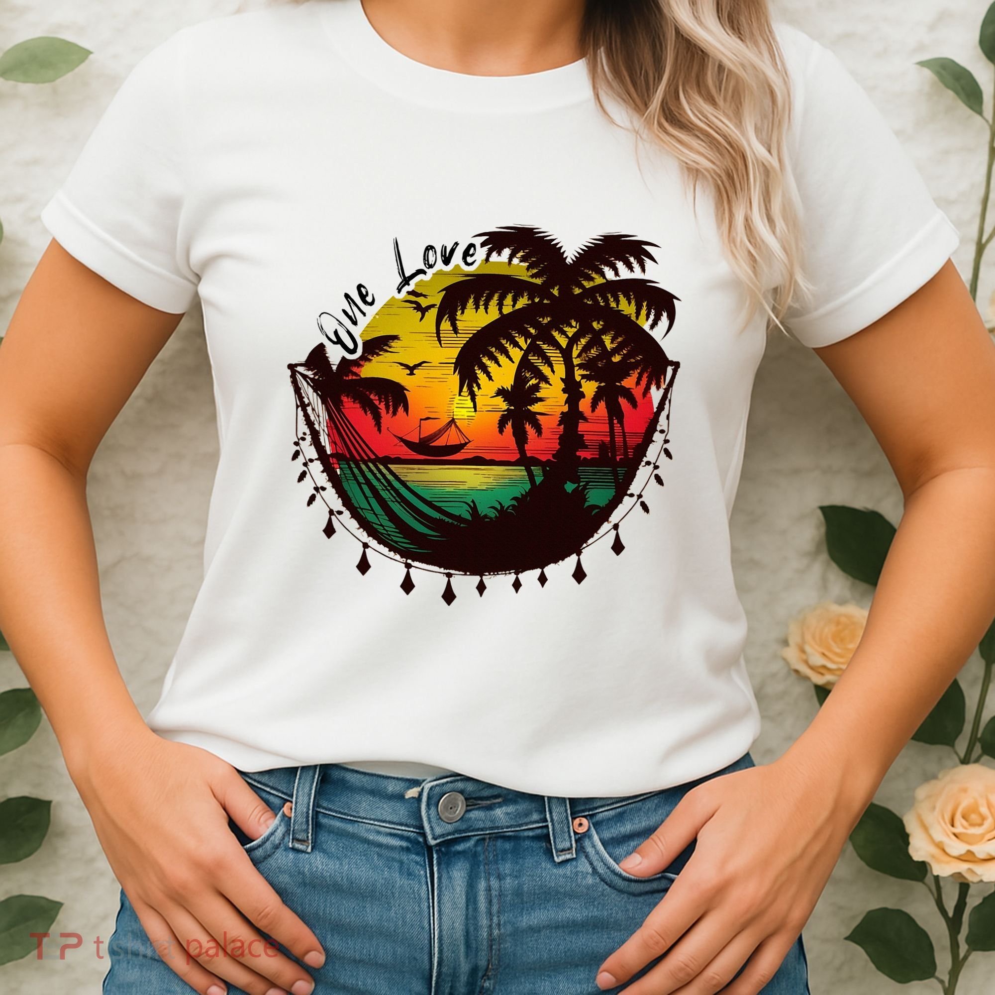 Rasta Reggae Sunset One Love Rastafari Jamaican Women's T-Shirt