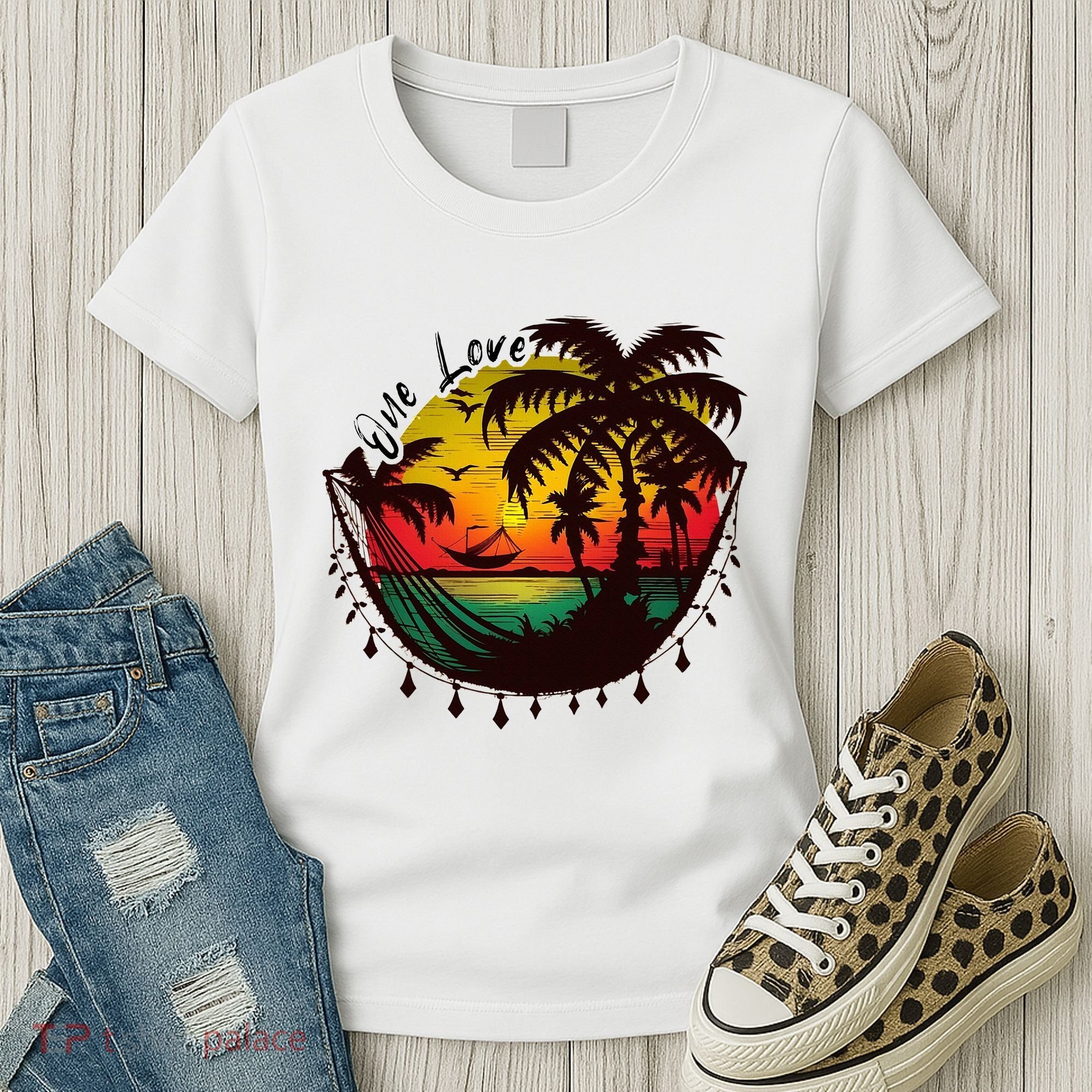 Rasta Reggae Sunset One Love Rastafari Jamaican Women's T-Shirt