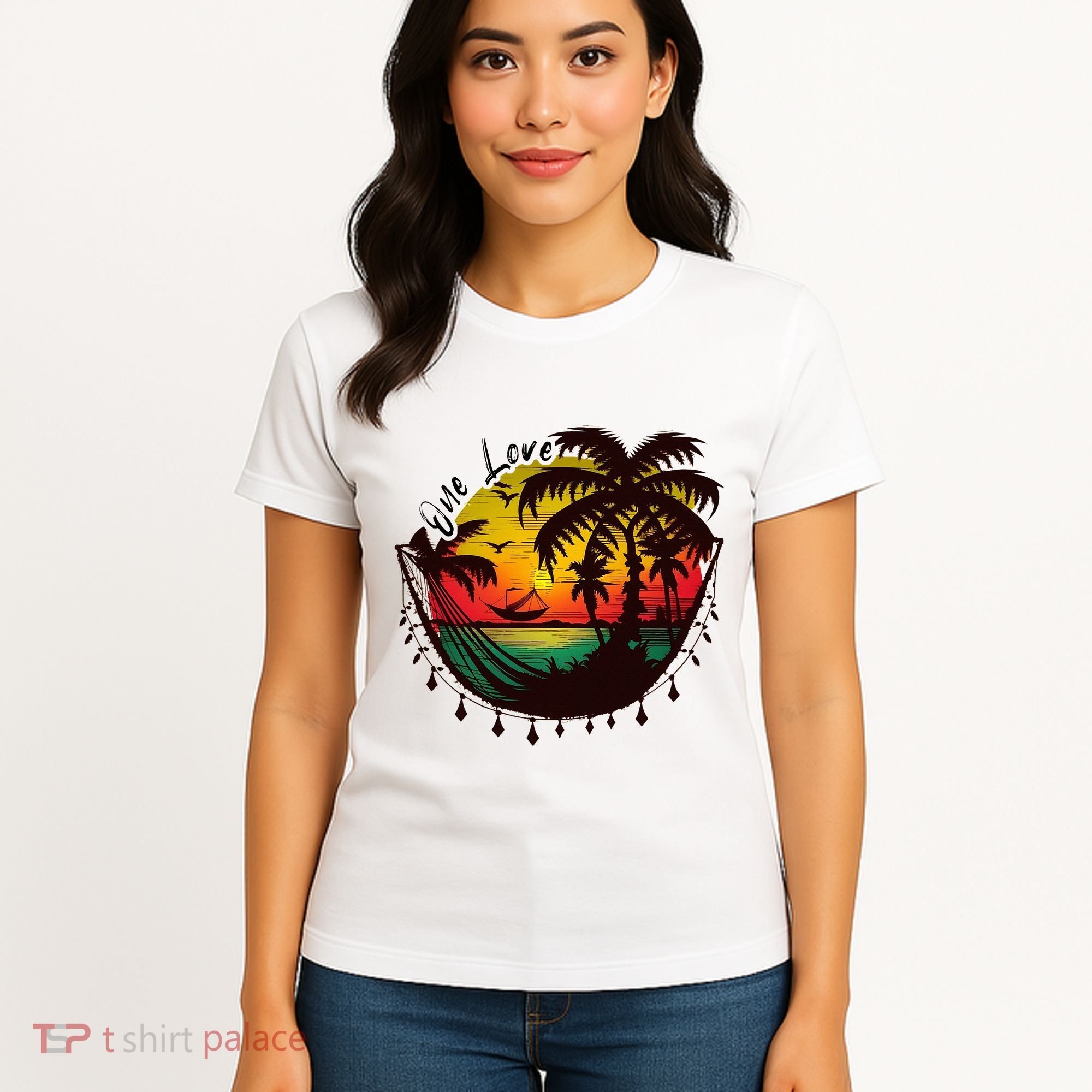 Rasta Reggae Sunset One Love Rastafari Jamaican Women's T-Shirt