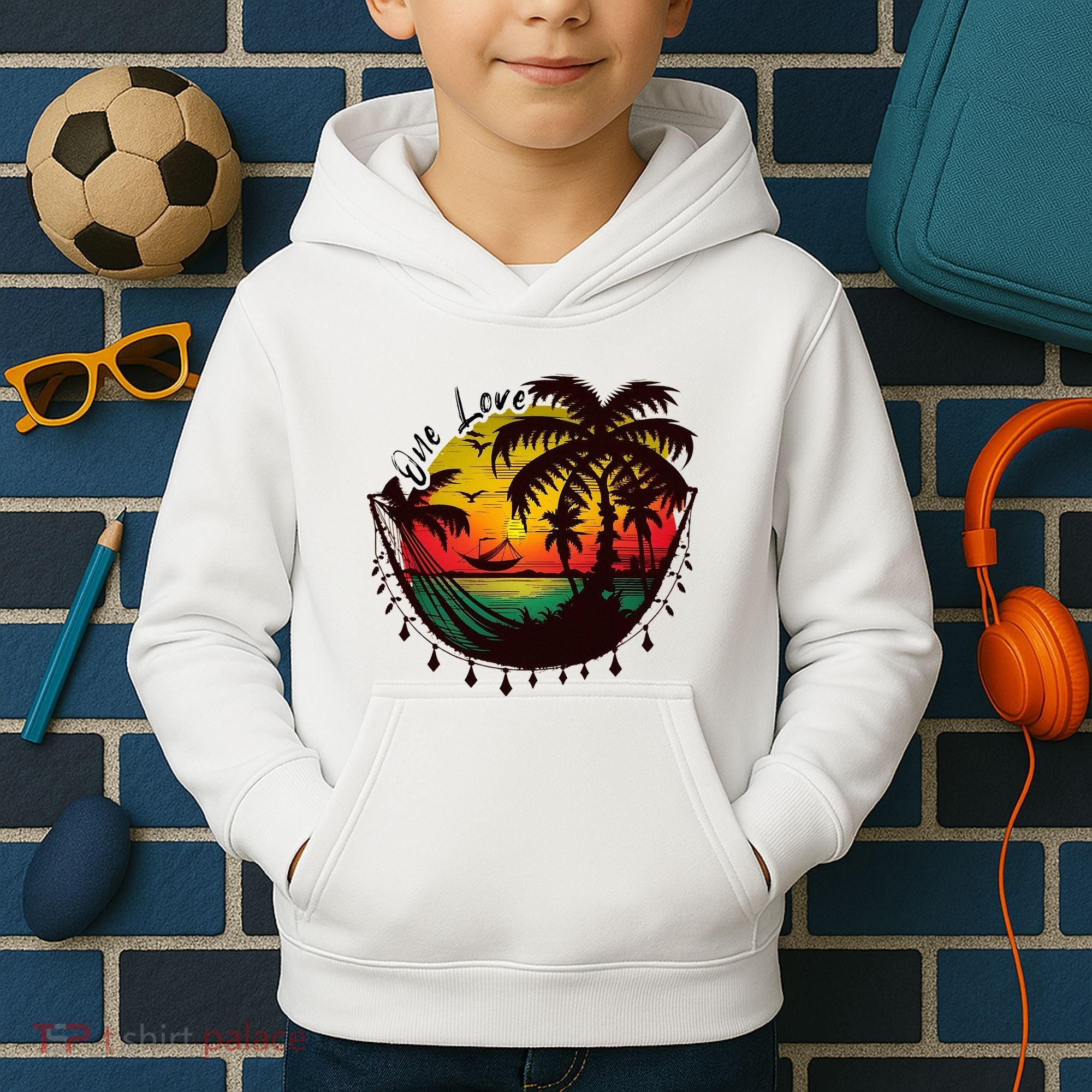 Rasta Reggae Sunset One Love Rastafari Jamaican Kids Hoodie