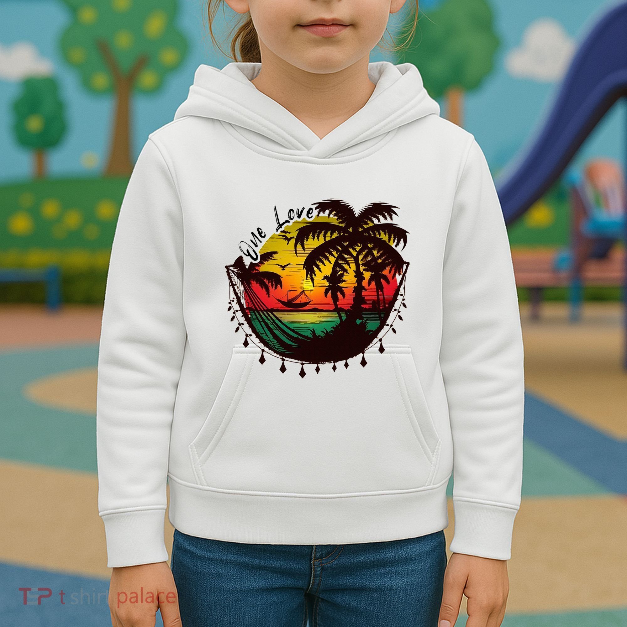Rasta Reggae Sunset One Love Rastafari Jamaican Kids Hoodie