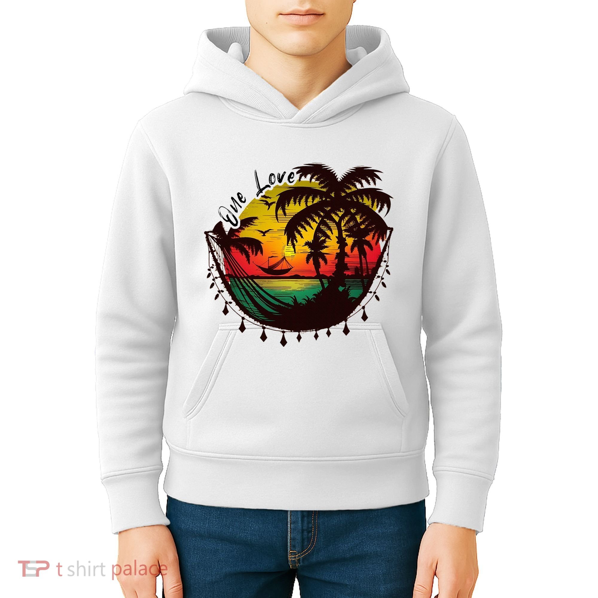 Rasta Reggae Sunset One Love Rastafari Jamaican Kids Hoodie