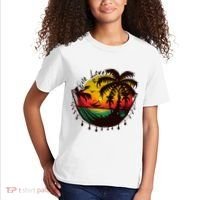Rasta Reggae Sunset One Love Rastafari Jamaican Kids T-Shirt thumb 2