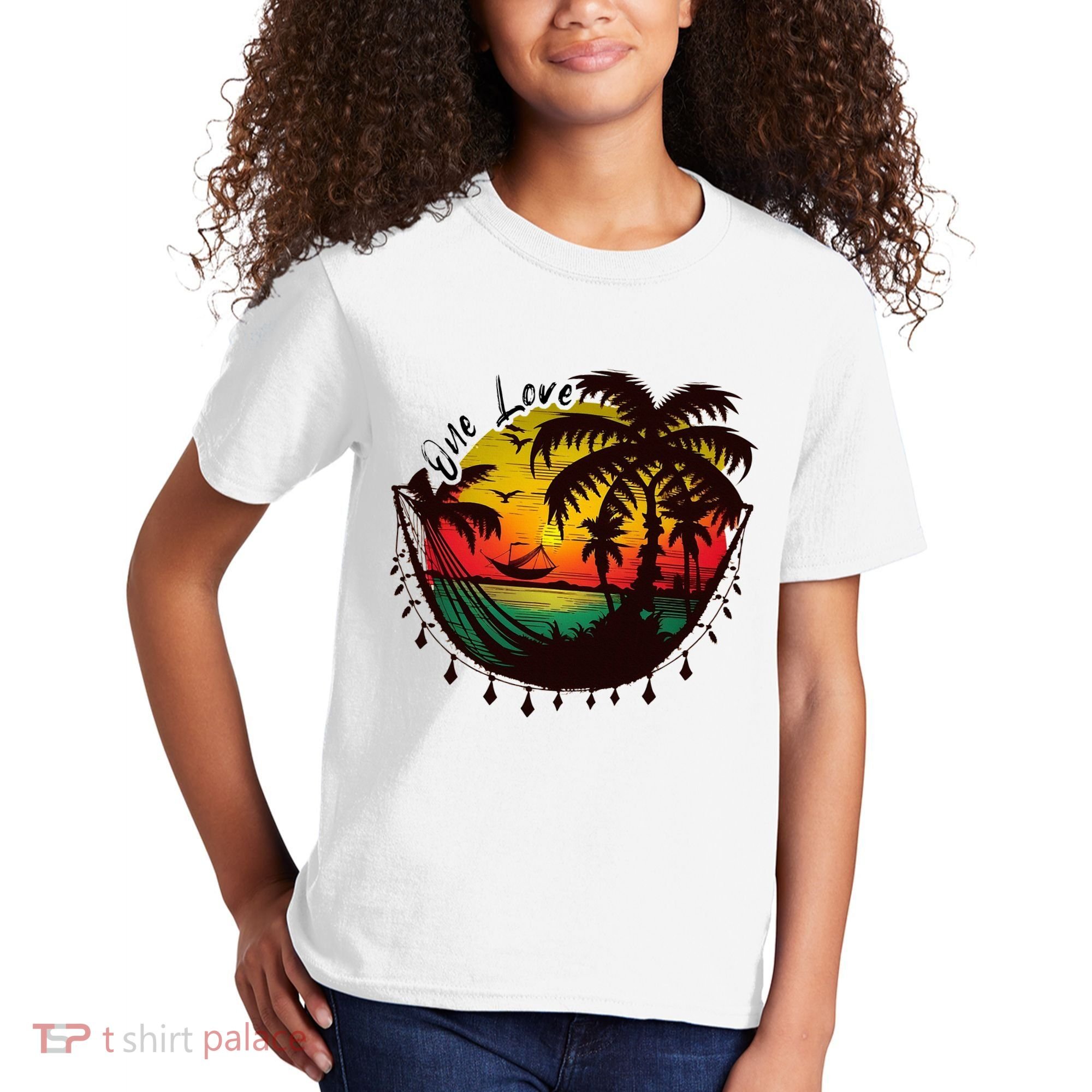 Rasta Reggae Sunset One Love Rastafari Jamaican Kids T-Shirt