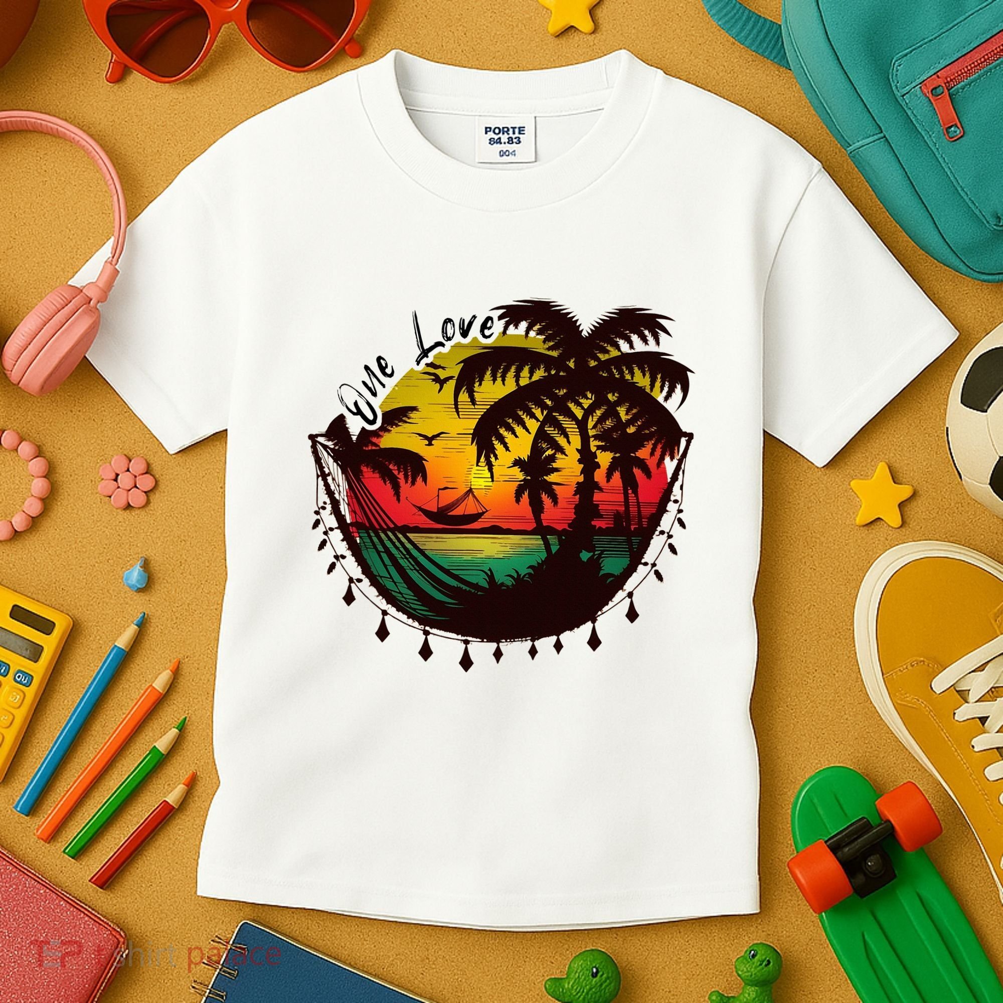 Rasta Reggae Sunset One Love Rastafari Jamaican Kids T-Shirt
