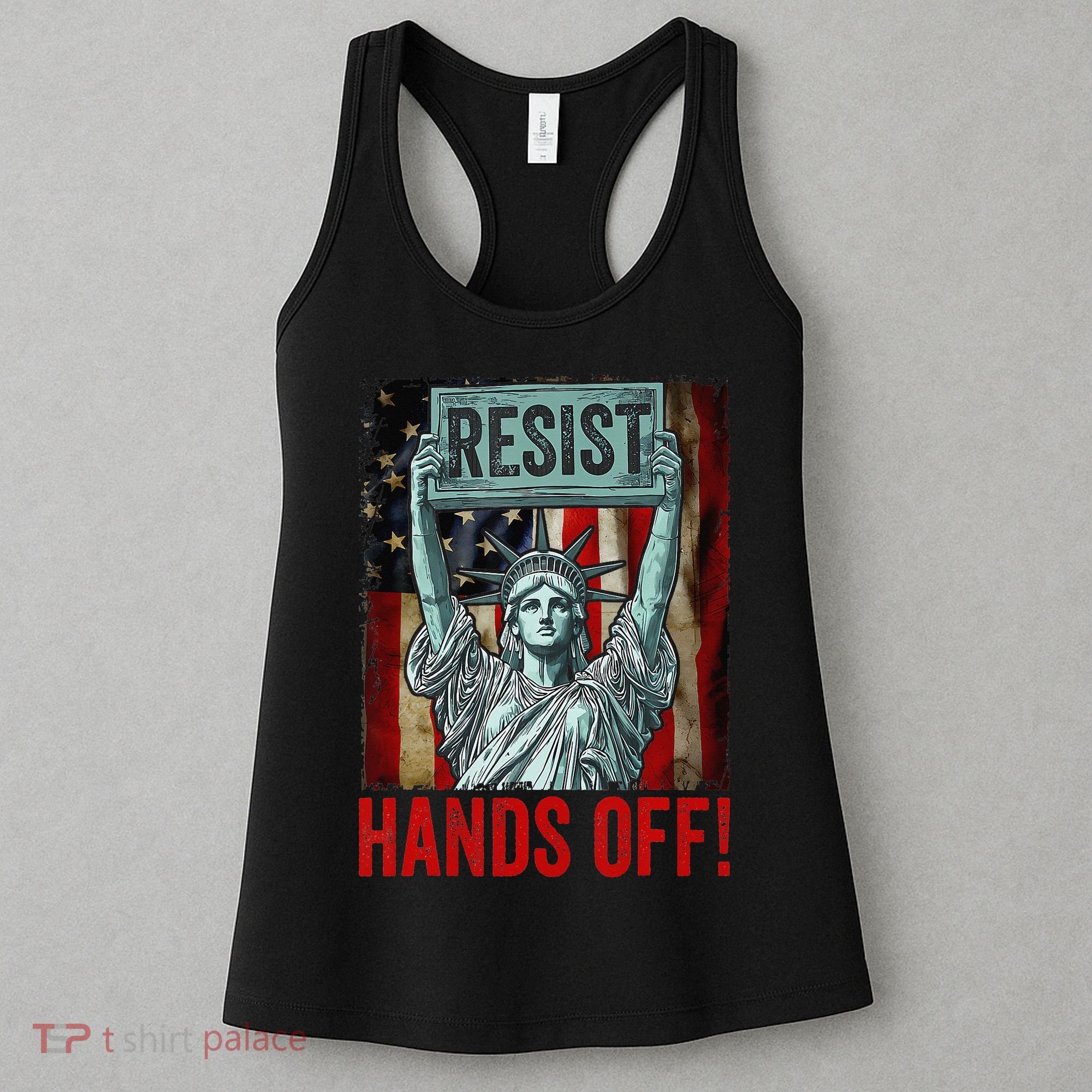 Resist Resistance Statue Of Liberty Hands Off Protest Women's Tank Top