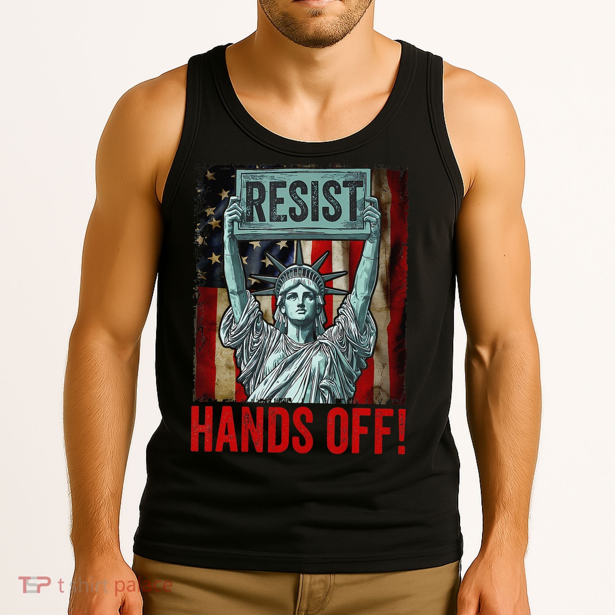 Resist Resistance Statue Of Liberty Hands Off Protest Tank Top