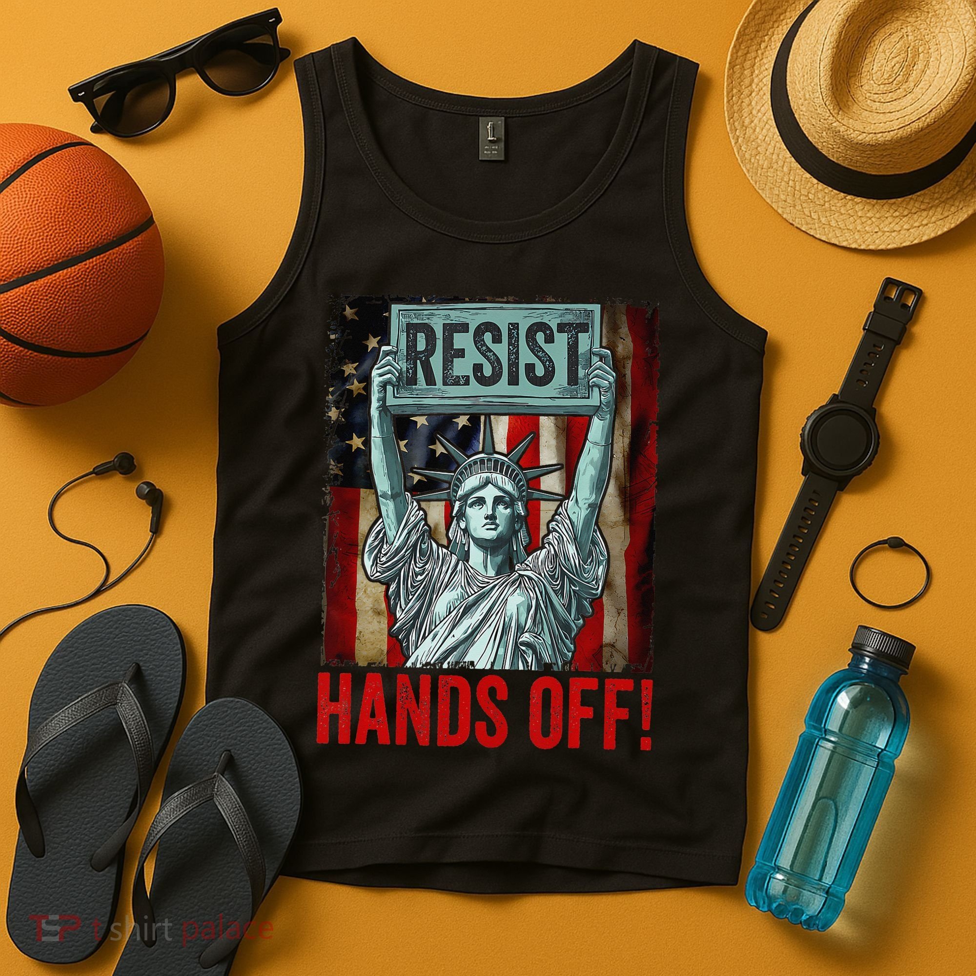 Resist Resistance Statue Of Liberty Hands Off Protest Tank Top