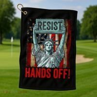 Resist Resistance Statue Of Liberty Hands Off Protest Golf Towel thumb 1