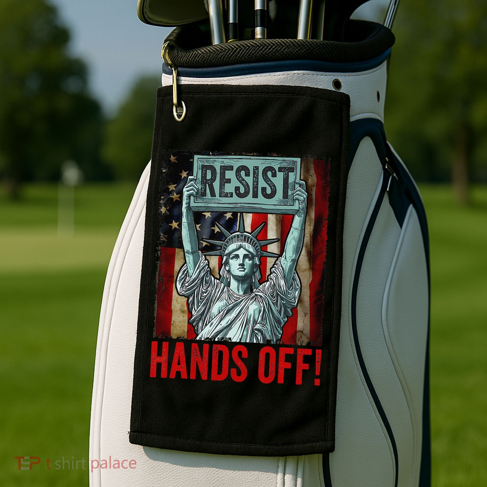 Resist Resistance Statue Of Liberty Hands Off Protest Golf Towel