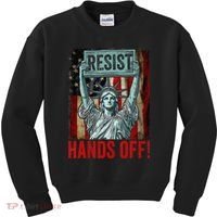 Resist Resistance Statue Of Liberty Hands Off Protest Kids Sweatshirt thumb 0