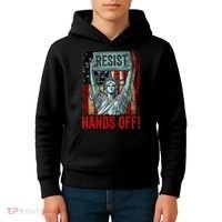 Resist Resistance Statue Of Liberty Hands Off Protest Kids Hoodie thumb 4