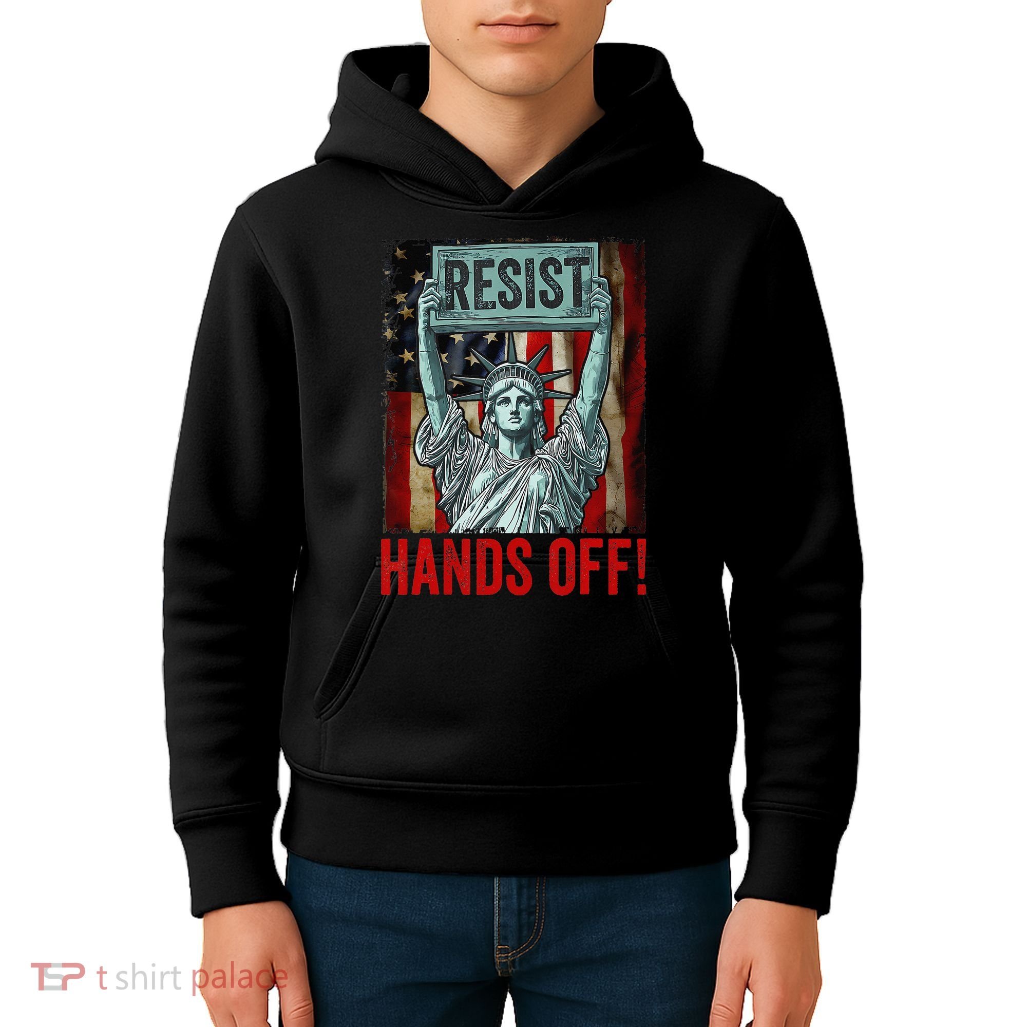 Resist Resistance Statue Of Liberty Hands Off Protest Kids Hoodie