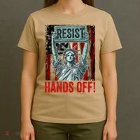 Resist Resistance Statue Of Liberty Hands Off Protest T-Shirt thumb 4