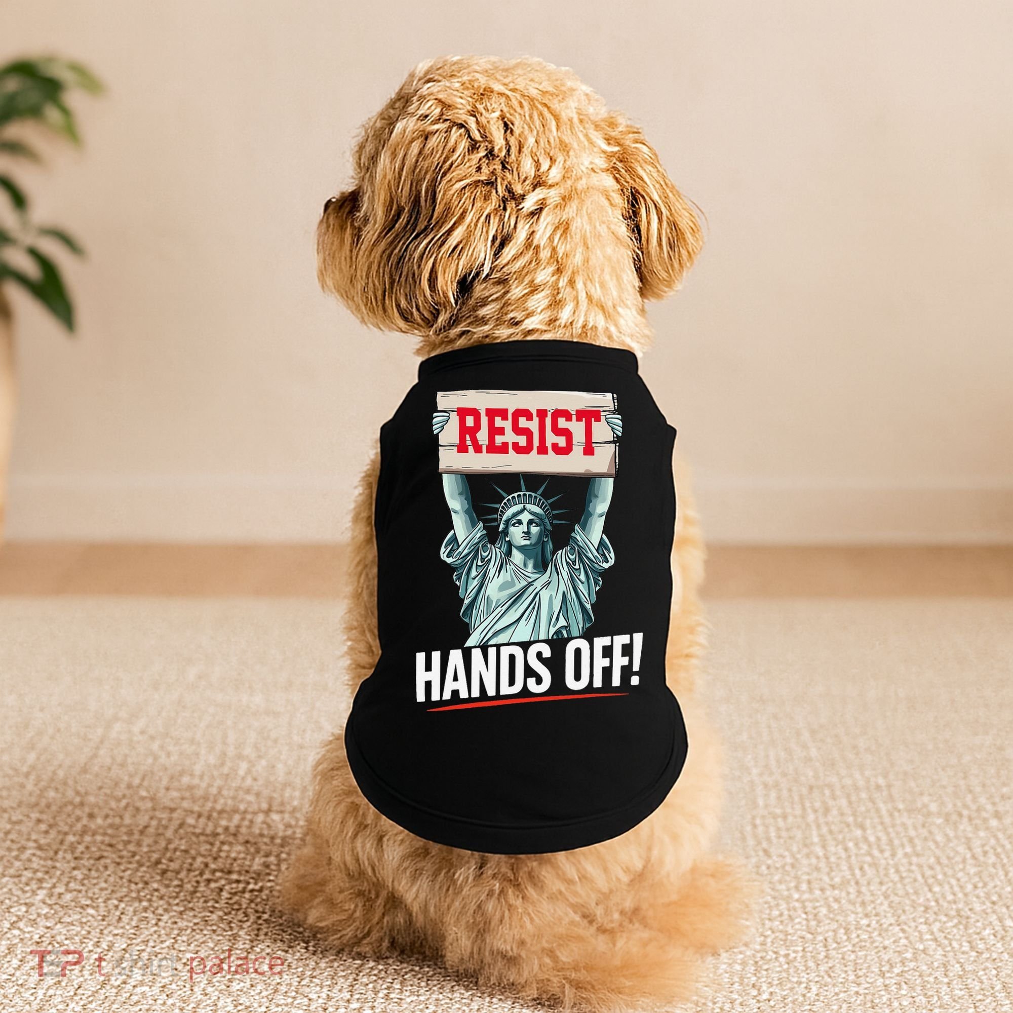 Resist Resistance Statue Of Liberty Hands Off Protest Doggie Tank