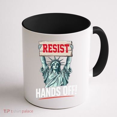 Resist Resistance Statue Of Liberty Hands Off Protest Coffee Mug back