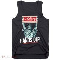 Resist Resistance Statue Of Liberty Hands Off Protest Tank Top thumb 0
