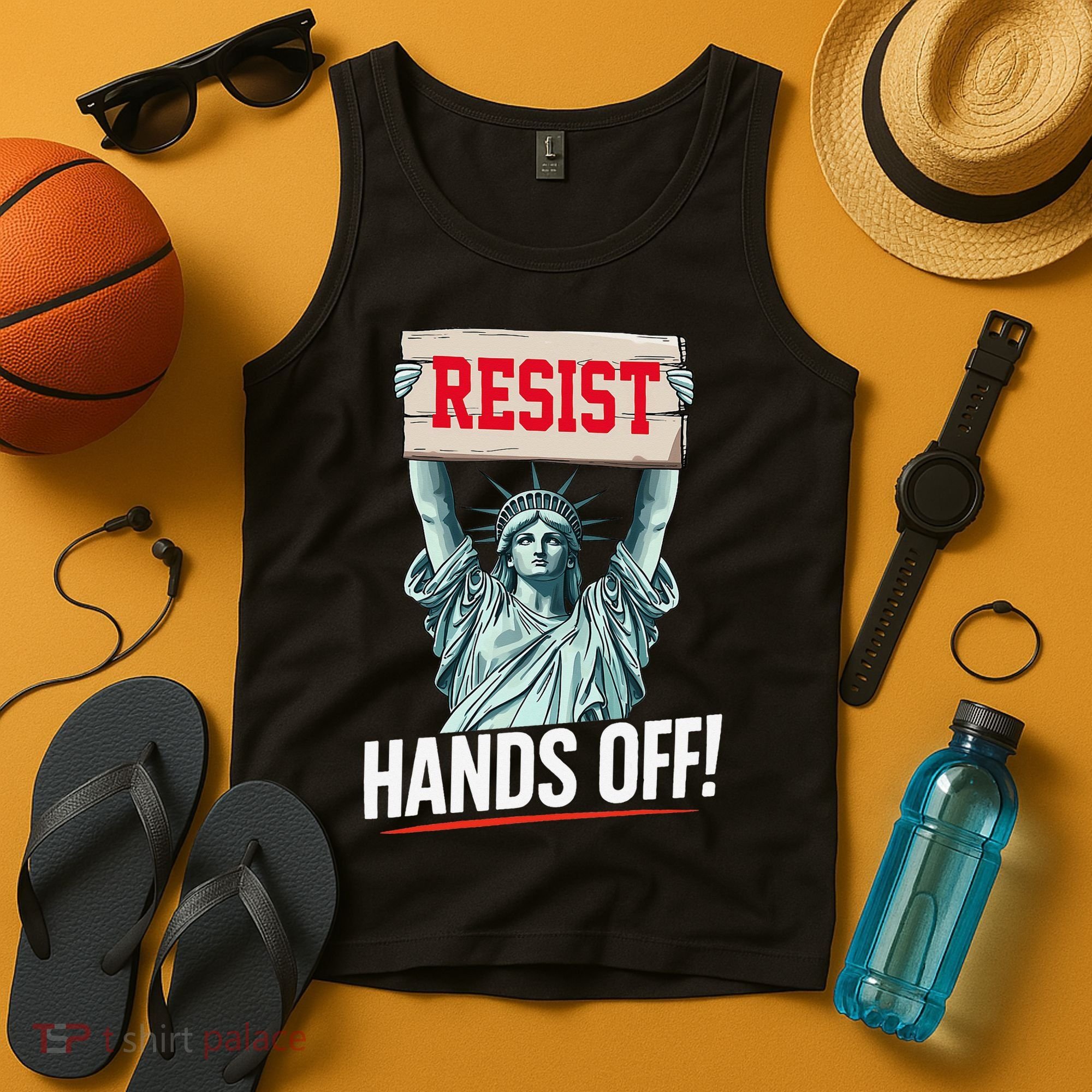 Resist Resistance Statue Of Liberty Hands Off Protest Tank Top