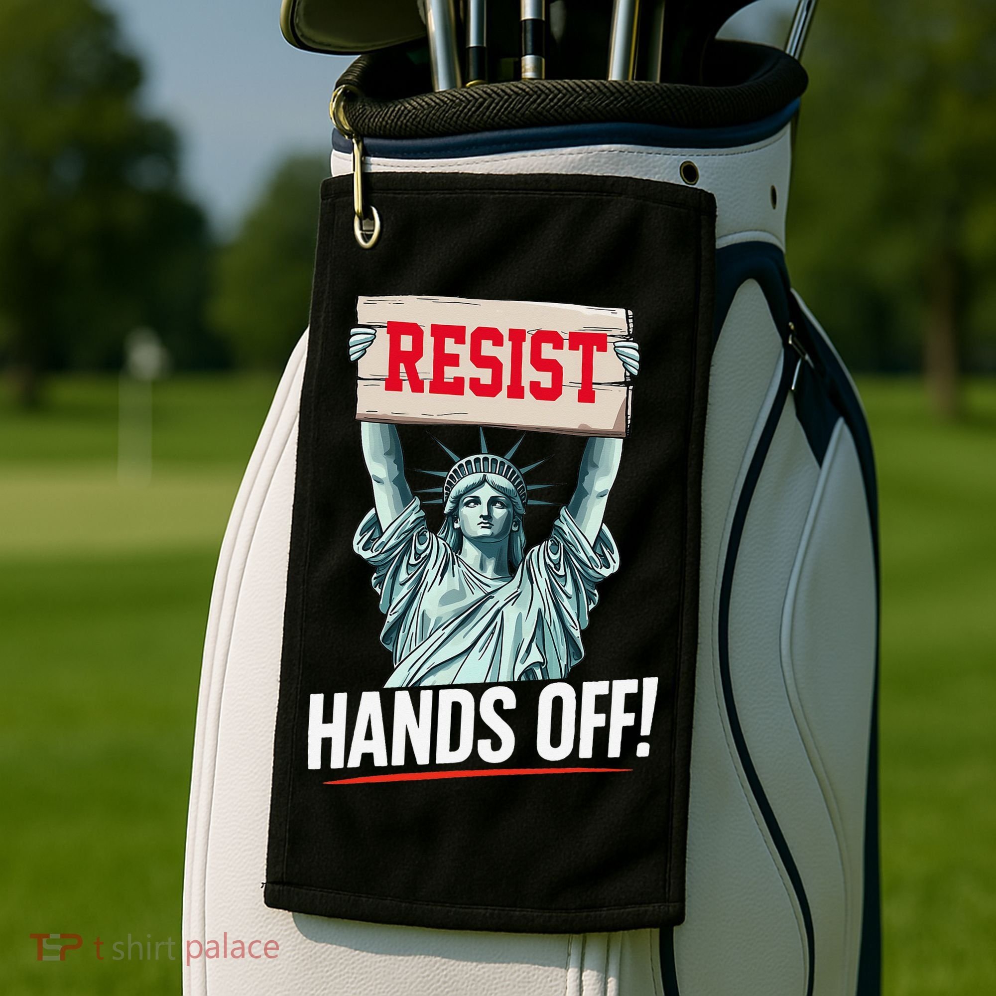 Resist Resistance Statue Of Liberty Hands Off Protest Golf Towel