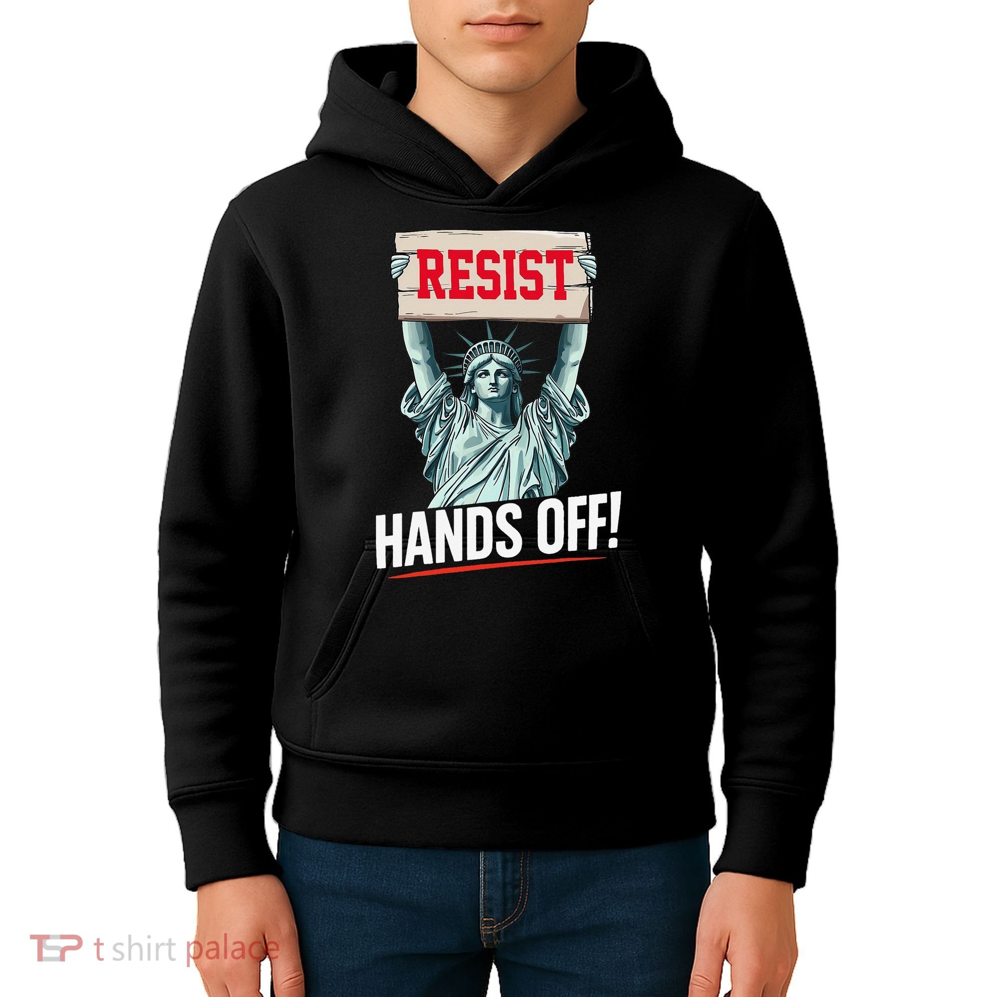 Resist Resistance Statue Of Liberty Hands Off Protest Kids Hoodie