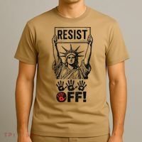 Resist Resistance Statue Of Liberty Hands Off Protest T-Shirt thumb 3