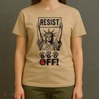 Resist Resistance Statue Of Liberty Hands Off Protest T-Shirt thumb 4