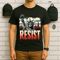 Retro Resist Statue Of Liberty Activism Freedom Protest Art  T-Shirt thumb 6