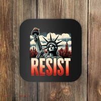 Retro Resist Statue Of Liberty Activism Freedom Protest Art  Coaster thumb 0