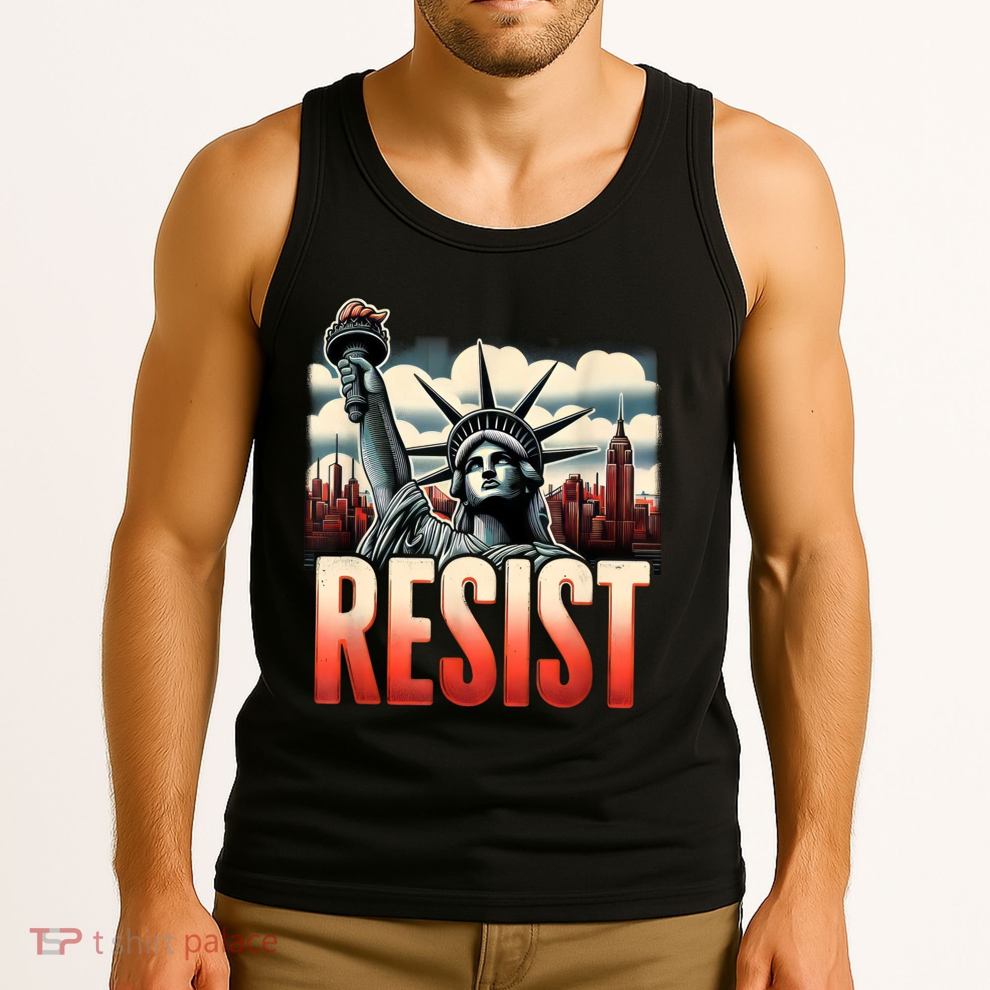 Retro Resist Statue Of Liberty Activism Freedom Protest Art  Tank Top