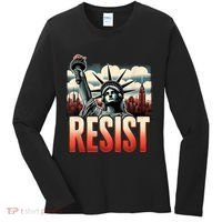 Retro Resist Statue Of Liberty Activism Freedom Protest Art  Women's Long Sleeve Shirt thumb 0
