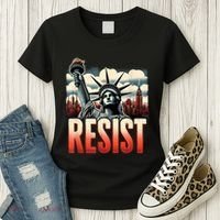 Retro Resist Statue Of Liberty Activism Freedom Protest Art  Women's T-Shirt thumb 3