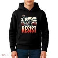Retro Resist Statue Of Liberty Activism Freedom Protest Art  Kids Hoodie thumb 4