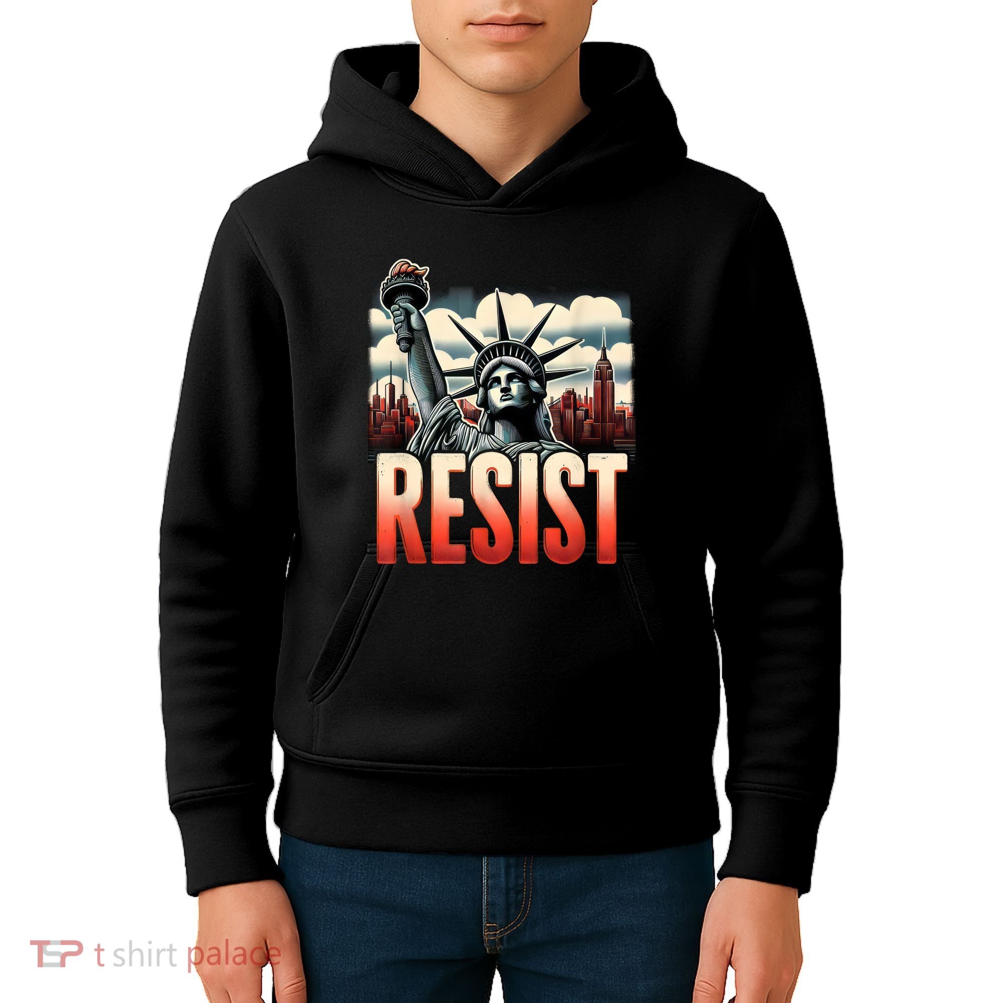 Retro Resist Statue Of Liberty Activism Freedom Protest Art  Kids Hoodie