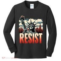 Retro Resist Statue Of Liberty Activism Freedom Protest Art  Kids Long Sleeve Shirt thumb 0
