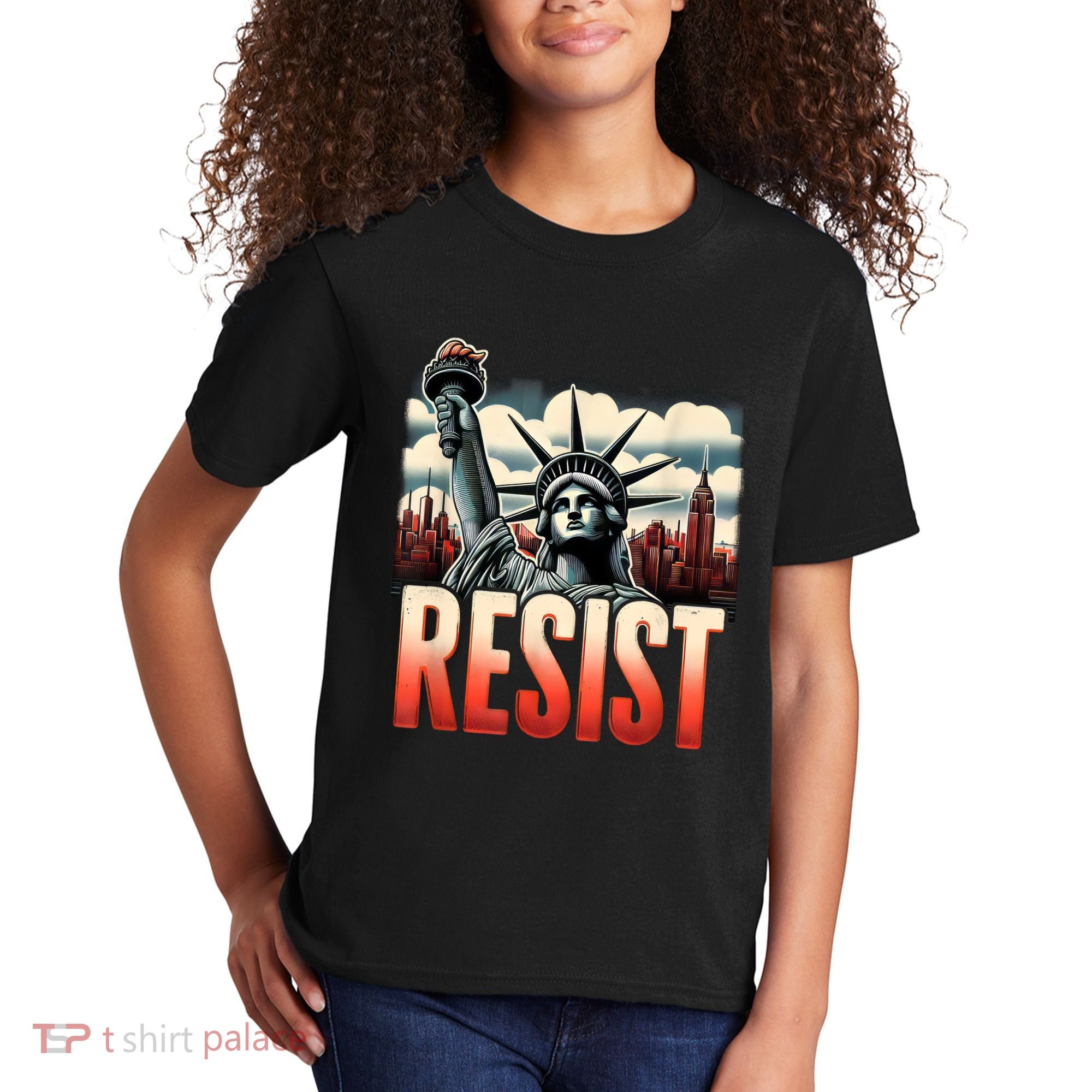 Retro Resist Statue Of Liberty Activism Freedom Protest Art  Kids T-Shirt