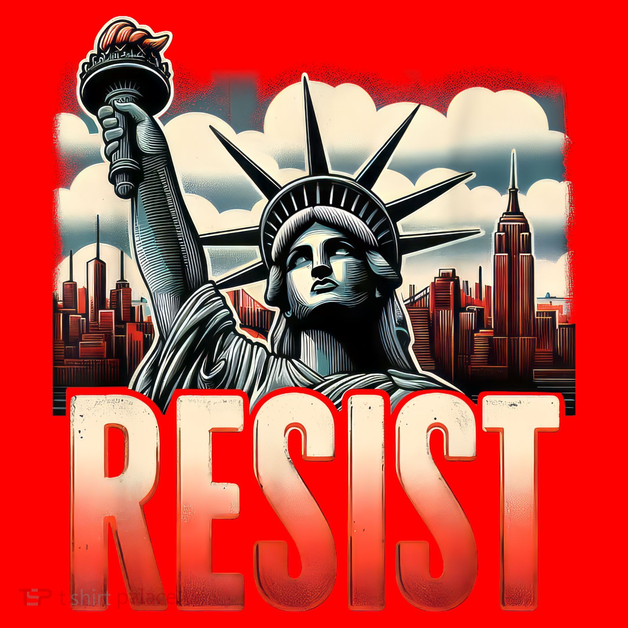 Retro Resist Statue Of Liberty Activism Freedom Protest Art  Santa Hat