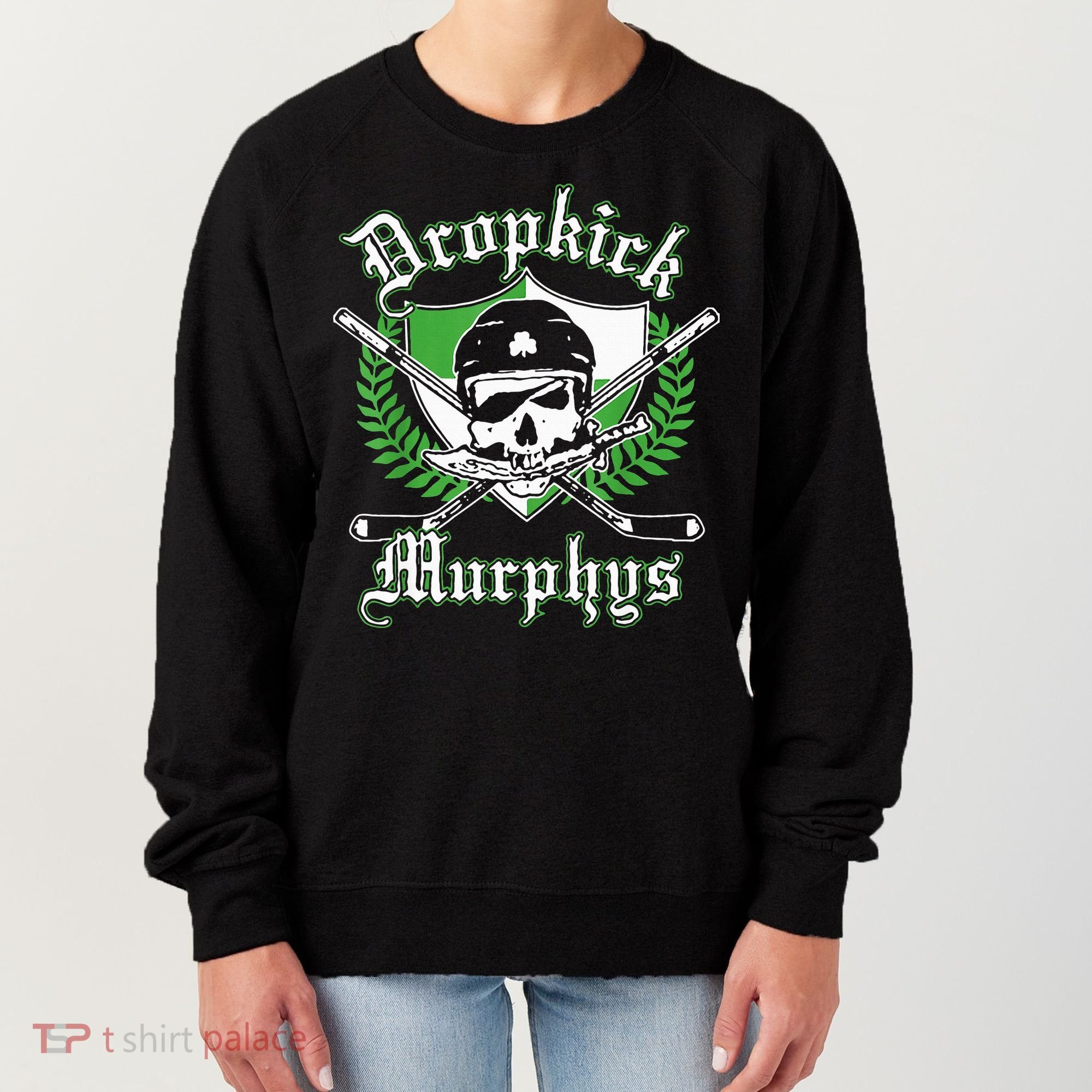 Rockin' Retro Skull Costume for St. Patrick's Day Women's Sweatshirt