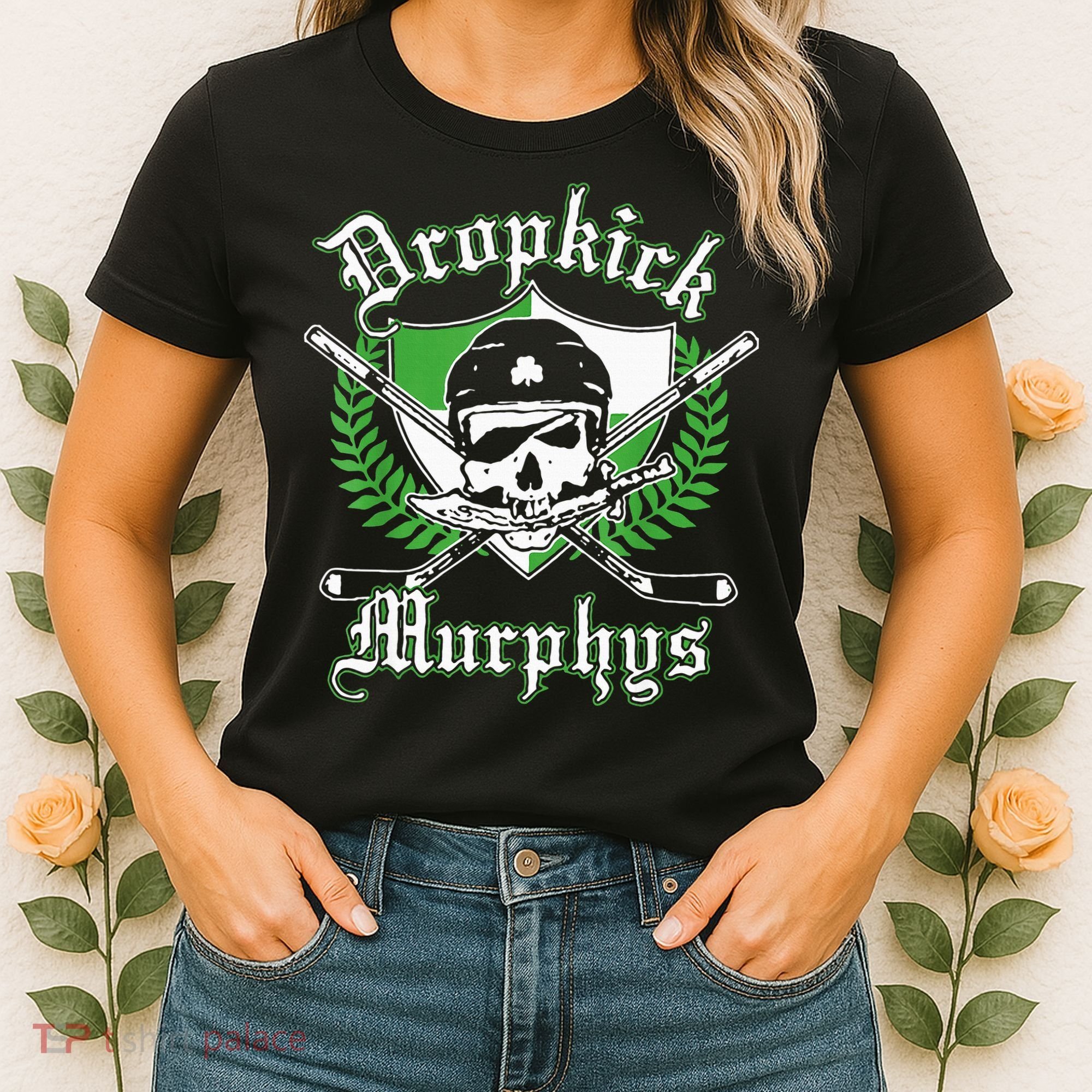 Rockin' Retro Skull Costume for St. Patrick's Day Women's T-Shirt