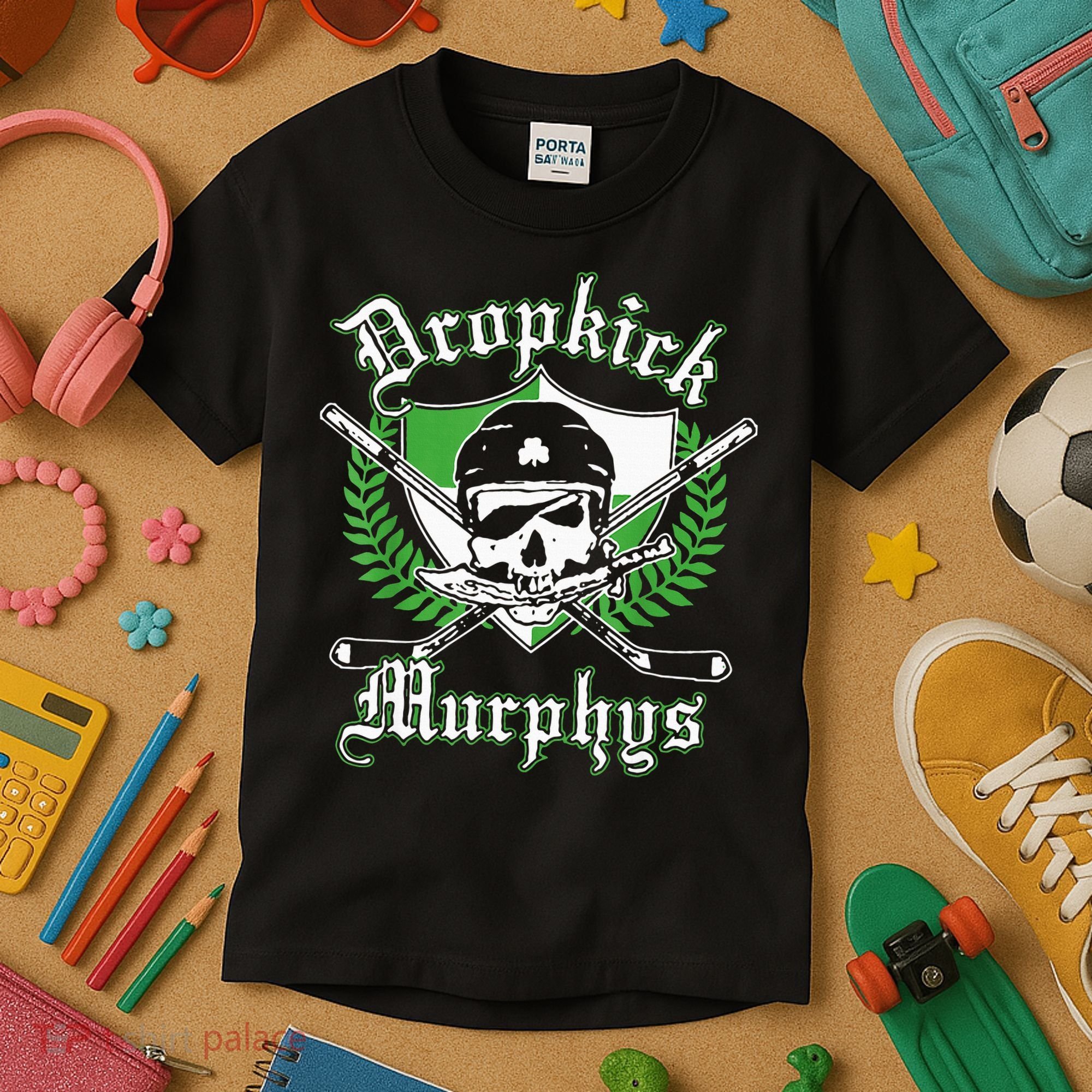 Rockin' Retro Skull Costume for St. Patrick's Day Kids T-Shirt